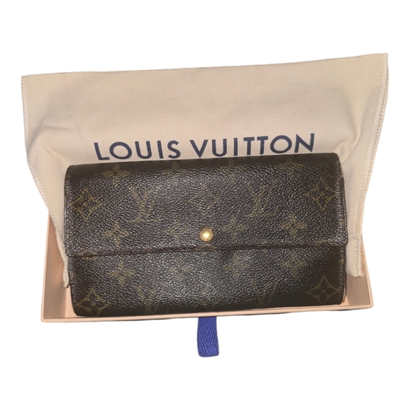 LV VINTAGE SARAH LEATHER WALLET LOUIS VUITTON BROWN MONOGRAM - Picture 1 of 16